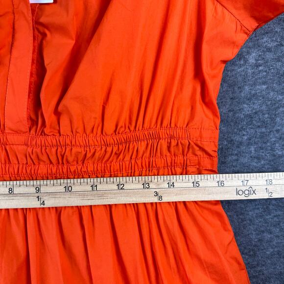 NWT Quince Maxi Dress Medium Vermillion Red 100% Organic Cotton Poplin Tiered - Picture 8 of 11